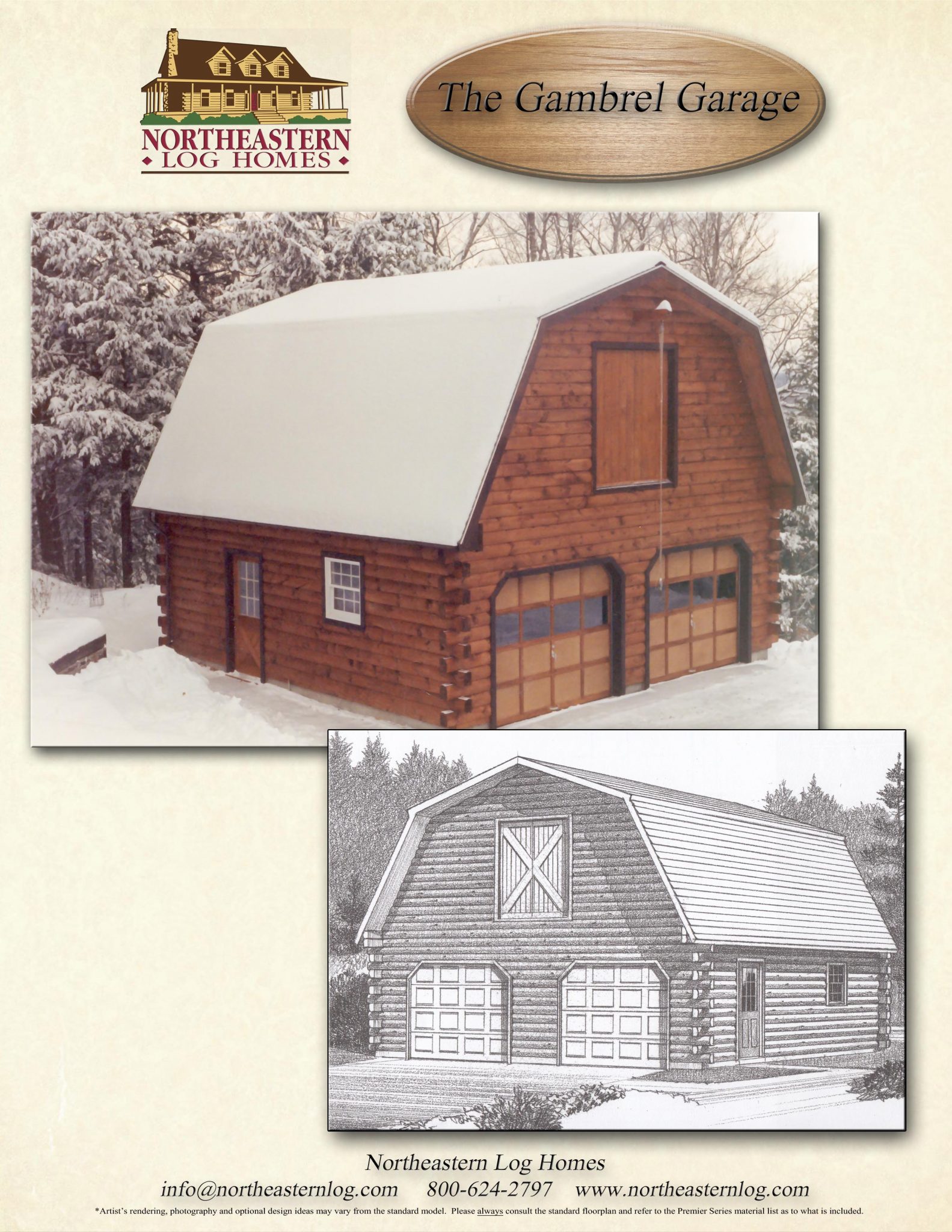 The Gambrel Garage | Northeastern Log Homes, image size:1583x2048